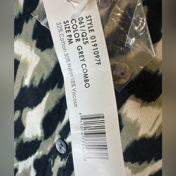 August Silk Leopard Print Cardigan Black Womens Button Down Sweater - Picture 3 of 6